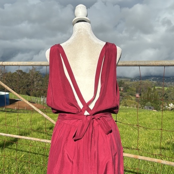 Free People 100% Silk Burgundy Sleeveless Jumpsuit - Picture 6 of 14